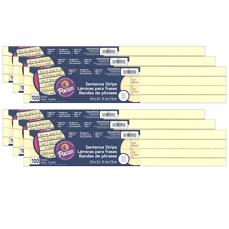 Pacon Sentence Strips, Manila, 3 x 24, PK600 P5157